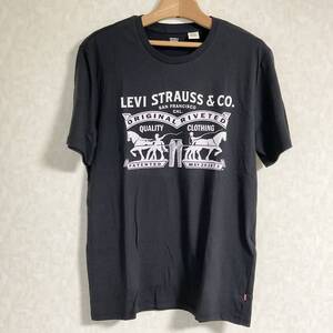 未使用　Levi’s　Tシャツ　Two Horseロゴ / ブラック/ホワイト　コットン　サイズM　　W018