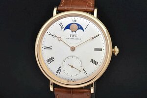 IWC シャフハウゼン IW544803 ポートフィノ ハンドワインド ムーンフェイズ メンズ K18RG/革 手巻 98800 裏スケ シルバー文字盤【正規品】