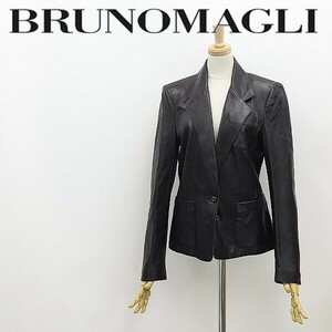◆BRUNOMAGLI ブルーノマリ ラムレザー 羊革 2釦 ジャケット 黒 ブラック 40