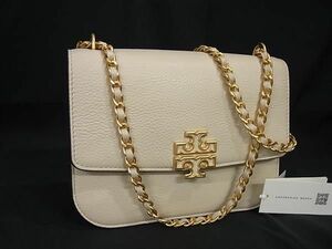 1円 ■美品■ TORY BURCH トリーバーチ レザー チェーン ショルダーバッグ 肩掛け レディース ライトベージュ系 FC9734