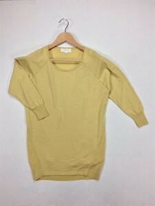 A2 良品 日本製 人気 JILLSTUART ジルスチュアート ★レディース セーター 半袖セーター 薄黄色 size2 ラウンドネック 大人かわいい◎