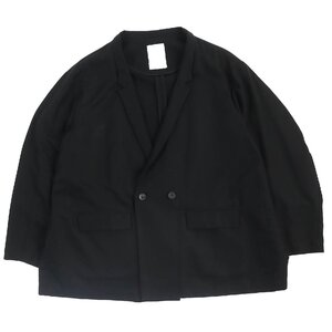 美品△フーワット 20SS DOUBLE WIDE JACKET ダブルワイドジャケット コットン100% テーラードジャケット 黒 M 日本製 メンズ