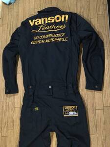 VANSON コットン ライディング/メカニックつなぎ ブラック色 良品 Lサイズ 身長168-172cm 品番VS16301S