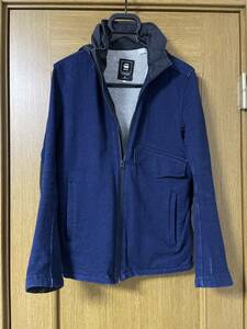 G-STAR RAW ジースター ロウ 【EVIN VEST SW L/S】異素材切替★ インディゴ スウェット パーカー ジャケット Sz.S　メンズ　G3T00675_2#O