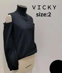 VICKY ビッキー ハイネック オフショルニット レディース ブラック 2