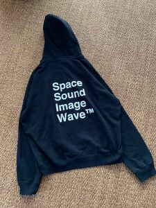 希少! 吉井雄一のプロジェクト「WAVE」のZIP UP フード スウェット SPACE SOUND IMAGE Restorations WAVEロゴ BLK SIZE XL パーカー