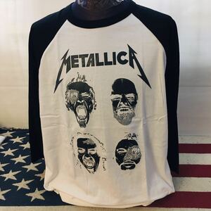 80年代バンド　メタリカ　METALICA L ラグラン　バンドTシャツ　ロックTシャツ