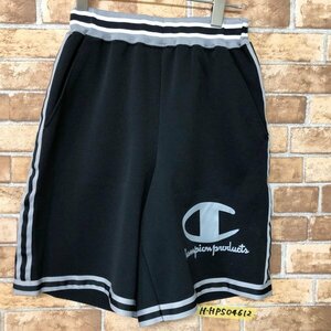 Champion チャンピオン メンズ ロゴプリント サイドライン ジャージハーフパンツ 日本製 M 黒グレー