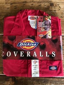 セール 新品未使用 Dickies ディッキーズ 半袖つなぎ W523384 3399RD 赤 40 USAブランド WORK ワーク DIY アウトドア スケーター バイカー