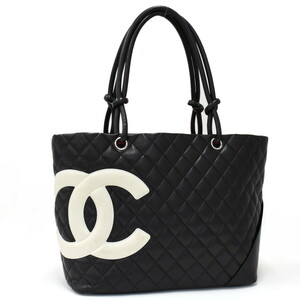 1円 ◎美品 CHANEL シャネル トートバッグ ショルダー ラージ A25169 カンボンライン ココマーク ブラック ホワイト◎E.Dssu.zE-30