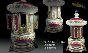 24110913オルゴール　REUGE　リュージュ　仕掛葉巻入れ　シガースタント　イタリア製　置物　手巻　動作確認済