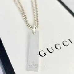 GUCCI グッチ ボール ダブルチェーン ネックレス バー プレート ロゴ