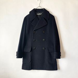 【美品】JUNYA WATANABE COMME des GARCONS 日本製 ジュンヤワタナベ ウールメルトン Pコート ミドル丈 AD2010 ネイビー size S