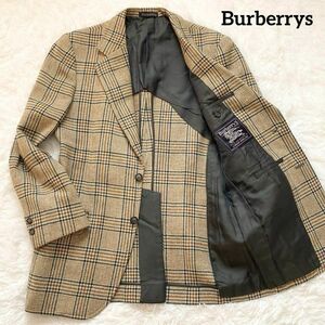 B23 Burberrys　バーバリー　テーラードジャケット　ブラウン系　M相当　グレンチェック柄　茶色系　ツイード