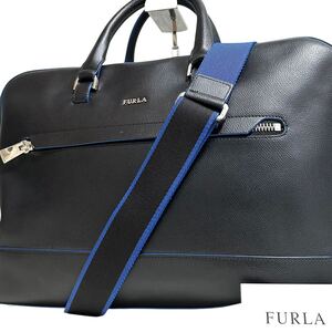 1円 〜【未使用級】入手困難品 フルラ FURLA ビジネスバッグ ブリーフケース ショルダーバッグ A4 2way ブラック レザー メンズ レディース