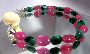 NaturalEmerald&RubyStoneBracelet*