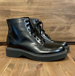 最終 新品 稀 Marni マルニ メンズ classic lace up boot 艶黒革 軽量ソール 厚底仕様 クラシック レースアップ ブーツ 靴シューズ41 26cm