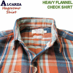 ALCARZA【ヘビーフランネルチェックシャツ】羽衣シャツ/ネルシャツ・ワークシャツ　629-00　07）SOFT ORANGE　Lサイズ