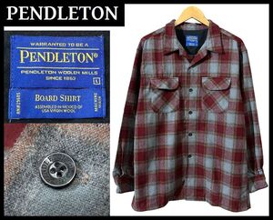 ■ PENDLETON ペンドルトン 70Z718 USA VIRGIN WOOL BOARD SHIRT 長袖 ヴァージン ウール オンブレ チェック ワーク ボード シャツ L