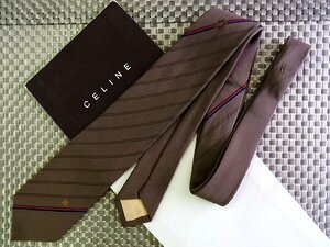 ♪35497C♪良品【ストライプ ロゴ入 柄】セリーヌ【CELINE】ネクタイ