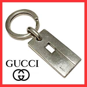 希少 OLD GUCCI グッチ SV SILVER925 シルバー Gロゴ プレート キーホルダー キーリング バッグチャーム ヴィンテージ オールドグッチ 29g