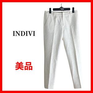 INDIVI　ブラウス　スラックス　花柄　ホワイトパンツ　B1259