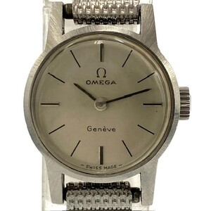 仙10【1円スタート】OMEGA Geneve 腕時計 手巻き アナログ 2針 オメガ Ω 機械式 レディース シルバー文字盤 ラウンド