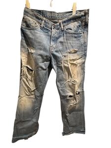 00s archive straightwide denimpants damage grange y2k