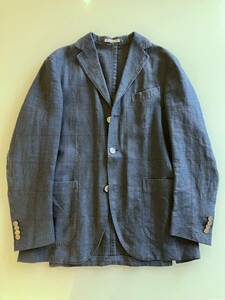 Boglioli K JACKET 46 3Bジャケット ボリオリ ブルーグレンチェック リネン イタリア製