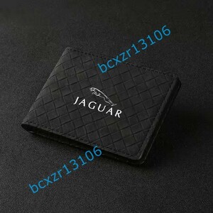 ◆ジャガー JAGUAR◆ブラック◆カードケース 免許証ケース 名刺ファイル パスケース 定期入れ 収納 ブランド 薄型 高品質 革編みタイプ