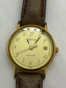 【E/H16136】TISSOT ティソ クォーツ 革ベルト破損 稼働品