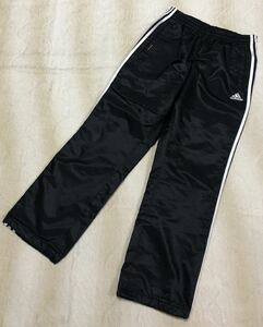 ☆adidas☆アディダス ウインド パンツ L 黒×白系 裏メッシュ 光沢 ウインドブレーカー ジャージ ヴィンテージ 270103