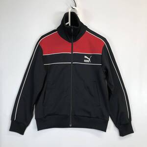 80s 90s PUMA プーマ トラックジャケット ジャージ ブラック レッド Sサイズ PMT-300