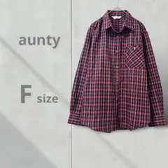 アンティ◆【美品】チェックシャツ(F)暖色系 ボックスチェック 韓国ファッション