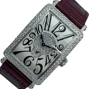 フランク・ミュラー FRANCK MULLER ロングアイランド 950S6D2P シルバー K18WG/革ベルト 腕時計 レディース 中古