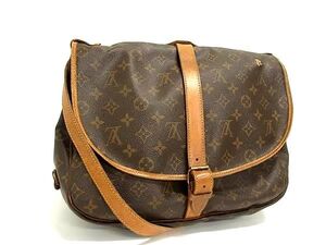 1円 LOUIS VUITTON ルイヴィトン M42254 モノグラム ソミュール35 クロスボディ ショルダーバッグ 斜め掛け ブラウン系 FL3257