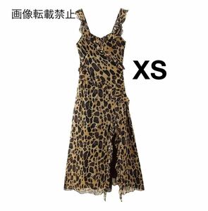 vintage ヴィンテージ レトロ レオパード 豹柄 ノースリーブ ロング ワンピース XSサイズ レディース★ZARA 好きな方に★春新作 新品★