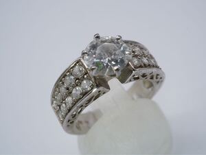 【1084】14号 キュービックジルコニア CZ SILVER シルバー 925 リング 指輪 アクセサリー TIA