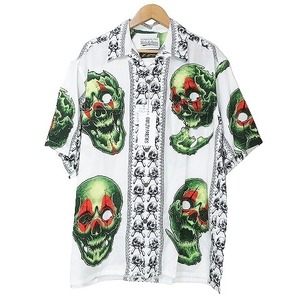 未使用品 ワコマリア タグ付き 22SS 56Tattoo Studio HAWAIIAN SHIRT タトゥースタジオ アロハシャツ 半袖 スカル 56TS-WM-HI06