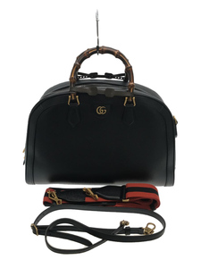 GUCCI◆ボストンバッグ/レザー/BLK/無地/705373