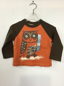 GAP オレンジ×こげ茶 ふくろうプリント Tシャツ サイズ6-12months