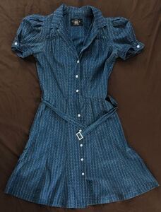 【名作】美品 RRL INDIGO WABASH DRESS ダブルアールエル インディゴ ストライプ ウォバッシュ ワバッシュ ワンピース ドレス 1