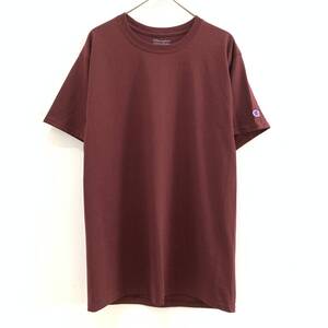 ☆Champion チャンピオン 袖刺繍ロゴ 無地 半袖クルーネックTシャツ エンジ ボルドー ワイン サイズM【レターパックライト郵送可】棚