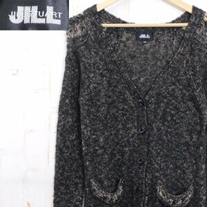 ジルスチュアートJILLSTUART■ニット カーディガン シースルーショルダー■FR■ラメ入りブラック　※2414302