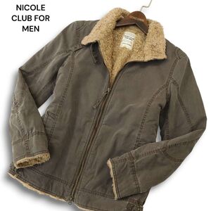 Y2K 00s★ NICOLE CLUB FOR MEN ニコルクラブ フォーメン 秋冬 裏ボア★ ヘリンボーン ブルゾン ジャケット Sz.46 メンズ　A4T11855_B#N