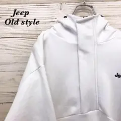 《希少》JEEP ジープ☆ハーフジップパーカー  XL  ホワイト  P769