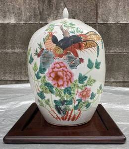 中国古董『花鳥色絵壺』民国、清、明、年代不明