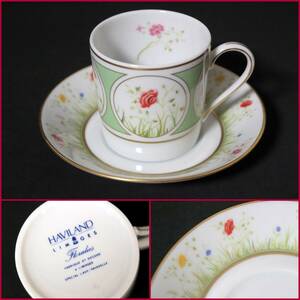 【HAVILAND/アビランド】フロラリー『デミタスカップ＆ソーサー１客』《良好》フランス/Floralies/LIMOGES・リモージュ/レア/BVT3900