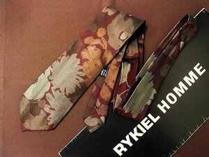 ♪23607C♪良品【花 植物 ペイント 柄】ソニアリキエル【RYKIEL】ネクタイ