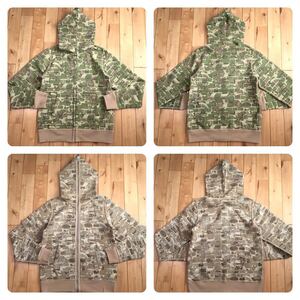 ★リバーシブル★ BAPE camo フルジップ パーカー Mサイズ a bathing ape full zip hoodie エイプ ベイプ アベイシングエイプ 迷彩 m9